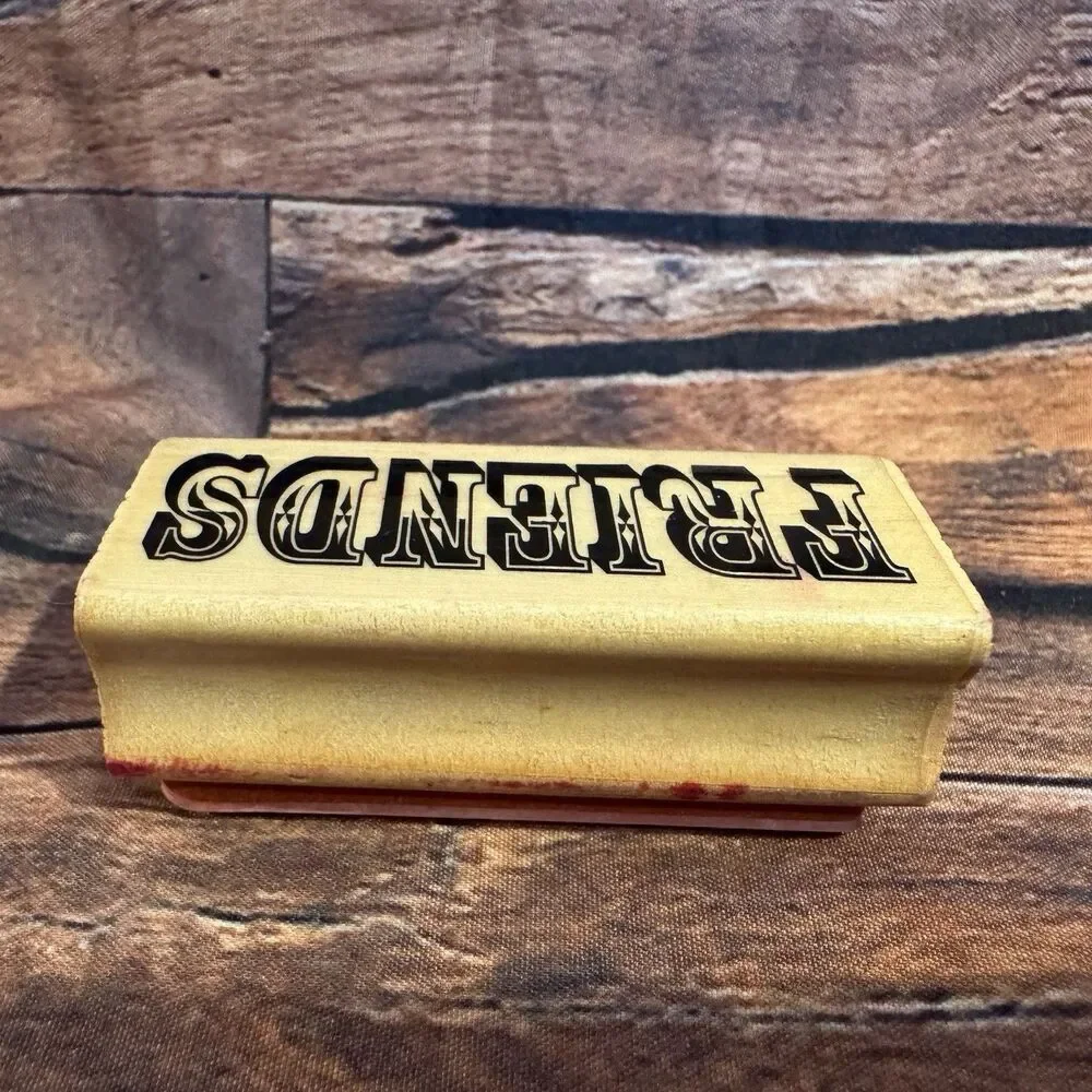 Vintage Friends Rubber Stamp Wood Mounted Western Circus Font Drop Shadow
